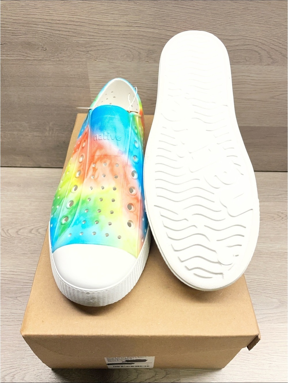 Native Rainbow Slip-On Sneakers - Blue, Green, Orange #218